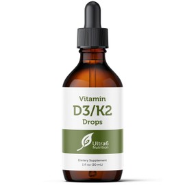 Ultra6 Nutrition Vitamin D and K2 Drops - Liquid Vitamin D3 with K2 Supplements for Adults - Easy-to-Take, Flavor-Free, Highly Absorbable VIT D3 and K2 Supplements, Made in USA (30 ml)