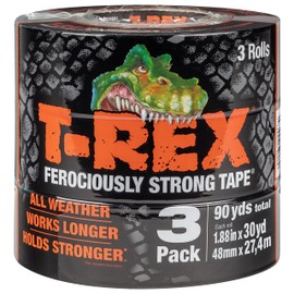 T-Rex Tape Heavy Duty Duct Tape with UV Resistant & Waterproof Backing for Ferociously Strong Repairs, 1.88" x 30 yd, Gunmetal Gray, 3 Rolls