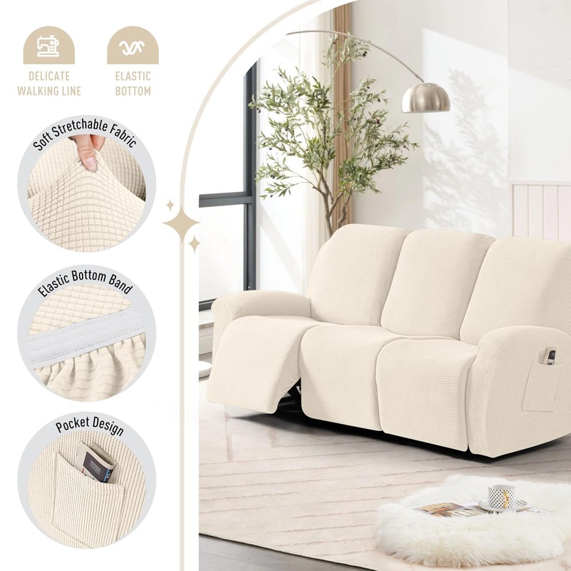 TAOCOCO Recliner Sofa Covers 8-Pieces Stretch Large Couch Covers for