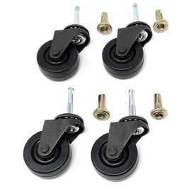 Metal Magery Antique Brass Caster with 2" Rubber Wheels | Vintage Antique Furniture Casters Pack of 4