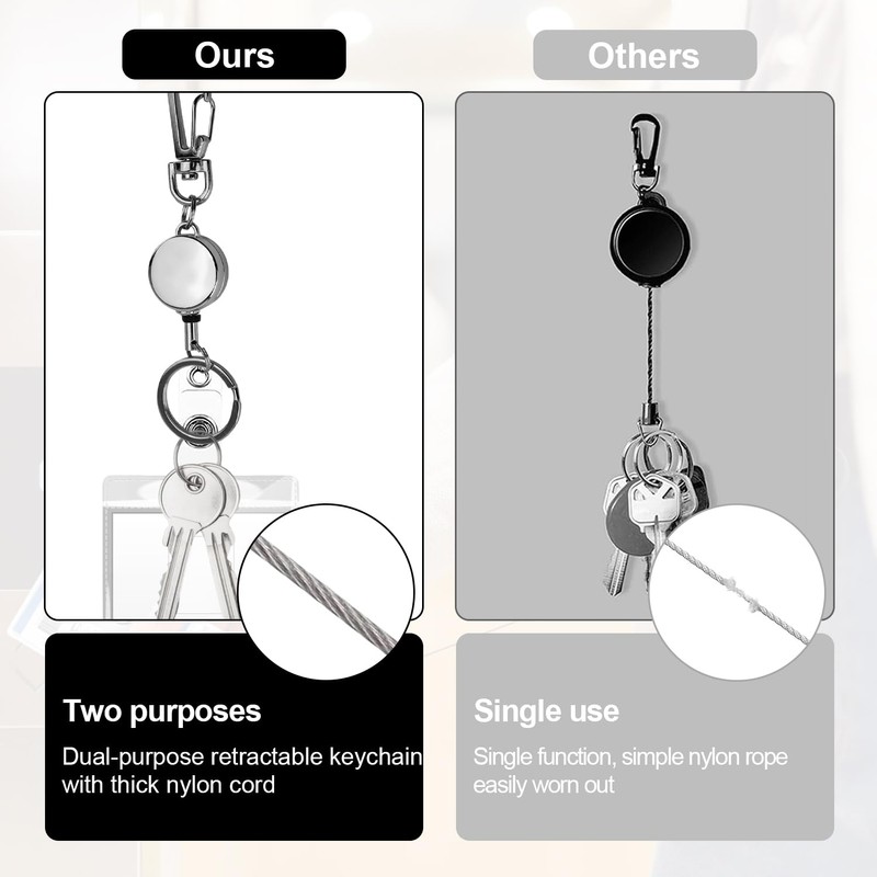 ID Card Holder Pack of 4 Key Fob Extendable Retractable