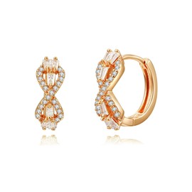 WSKFLY 14K Gold Plated Cubic Zirconia Hoop Earrings,Three Row Diamon | Arrows | Double Row of Diamonds Huggie Earrings for Women, general, Cubic Zirconia, Cubic Zirconia