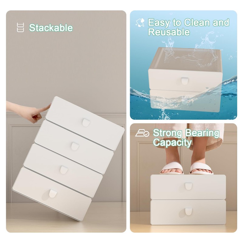 Tynulox Underwear Organizer Drawer, 15 Cells Plastic Socks Drawer, Stackable