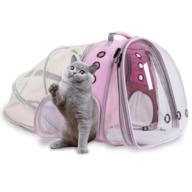 LAIRIES Dual Expandable Cat Backpack Carrier Polarized Front & Back Extension Pet Backpack Carrier, Fit up to 20 lbs, Bubble Capsule Dog Backpack Travel, Hiking & Outdoor Backpack