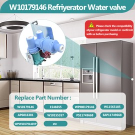 W10179146, WPW10179146, W10408179, W10445780, Water Valve Refrigerator Compatible with Whirlpool, Kenmore, Maytag, Amana, Water Inlet Valve Assembly Refrigerators Replacement Part Kit