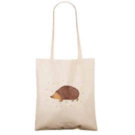 Mr. & Mrs. Panda Tote Bag Hedgehog Hearts - Gift, Good Mood, Kiss, Animals, Bag Bag, Laptop Bag, Shopping Bag, Funny Sayings, Shopping Bag, Fabric Bag, Love, Animal Motifs, White