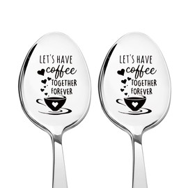 Husband Valentines Day Gifts for Him Her Wife Let's Have Coffee Together Forever Spoon Set for Couple Anniversary Engagement Gifts for Him and Her Boyfriend Birthday Gifts for Best Friend Coffeespoon