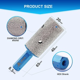 Diamond Finger Milling Bits 4/5“ BRSCHNITT Dry Core Drill Bit for Enlarging Shaping Existing Holes of Porcelain,Hard Ceramic,Granite,Marble hex Shank