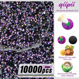 qiipii 10000PCS 2mm Vibrant Purple AB Resin Rhinestones for Crafting SS6 Flatback Jelly Stones Bulk Colorful Rose AB Diamonds Gems Charms for Nails Face Eyes Makeup Tumblers Bottles DIY Crafts Clothes