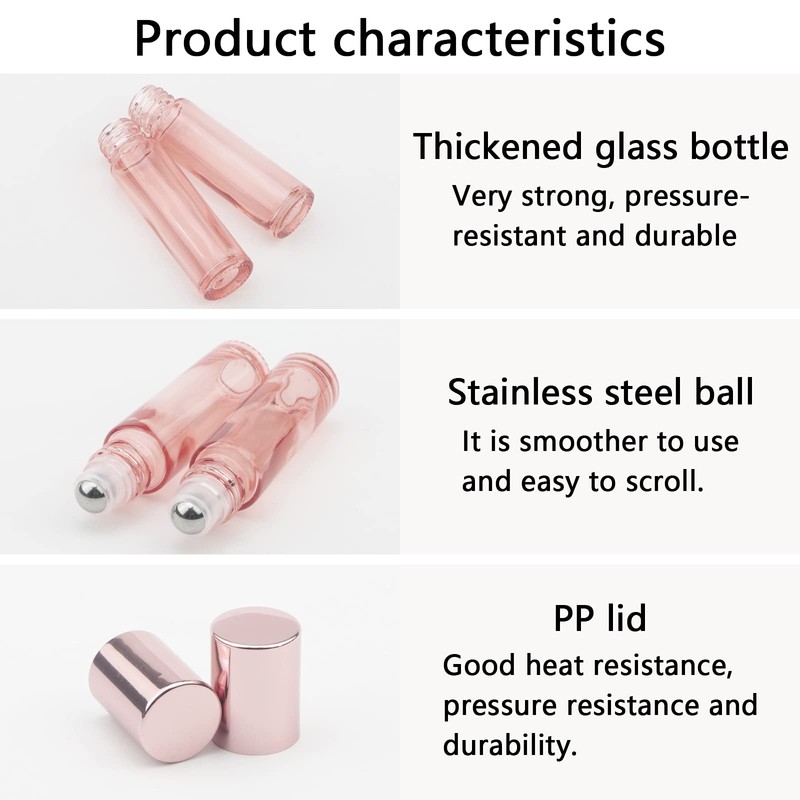 14 Pieces 10m Gold Essential Oil Roller Bottles Set with