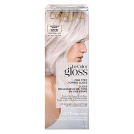 L'Oreal Paris Le Color Gloss One Step Brillo tonificante para cabello decolorado, neutraliza el latón, acondiciona y aumenta el brillo, perla platino, 4 onzas