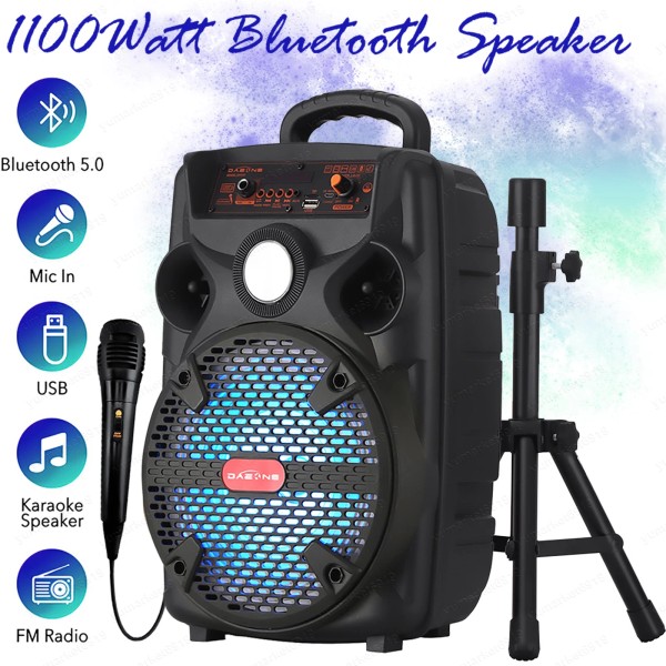 Universal 1100W 8″ Portable Bluetooth Party Speaker Surround Sound w/Mic