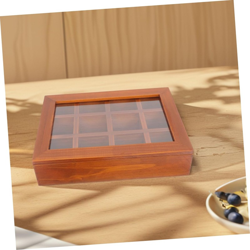 ULTECHNOVO Wooden Tea Bag Organizer Box with Clear Window Compartment
