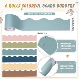 Zhanmai Borders for Bulletin Board Decoration, 98.5ft Colorful Scalloped Bulletin Board Border Rolls for Classroom Workplace Office School Poster Decor(Advanced Grey)