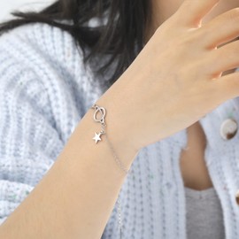kkjoy Stainless Steel Saturn Bracelet Fantasy Planet Bangle Capricorn Guardian Star Bracelets for Women Girls, Stainless Steel