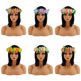 WLBON 12 Pcs Hawaiian Headband Hawaii Tropical Luau Women Leaf Flower Headpiece Hairband Hair Bands Wreath Wristbands Beach Summer Wedding Holiday Festival Birthday Dress Up Party Decorations Supplies