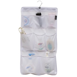 MISSLO 8 Pockets Mesh Shower Organizer Hanging Caddy with Rotating Hanger Quick Dry Bathroom Storage (White)