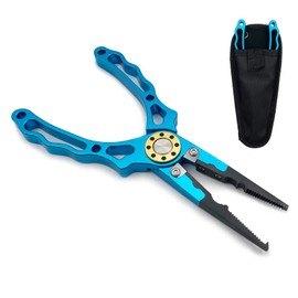 Ismosm Fishing Pliers Plus Fish Gripper Multi-Functional Fishing Gear Fishing Line Cutter Fish Hook Remover for Both Salt Water and Fresh Water (Blue)