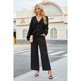 Arach&Cloz 2025 Women Lightweight Black Cardigan Sweaters for Women Business Casual Teacher Outfits Button Down Summer 2025 Fashion Trendy Clothes Cashmere Work Fall Clothing Top