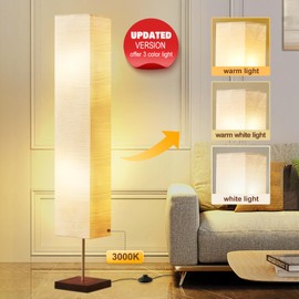 GyroVu Floor Lamp for Living Room, Led Floor Lamp Column Floor Lamp Standing Lamp Corner Floor Lamp Modern Floor Lamp for Bedroom, Office& Living Room-Beige(Bulbs Included)