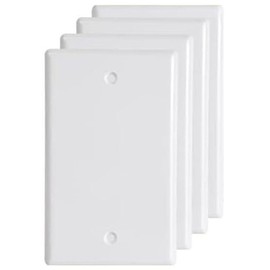 Blank Wall Plates 1-Gang blank Switch Outlet Electrical Cover Plate Unbreakable Thermoplastic Faceplate for Light Receptacle Outlet Switch, White (4 Pack)
