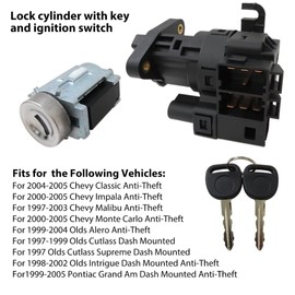 12458191 12533953 15822350 19168637 Lock Cylinder with Key & Ignition Switch for 2004-2006 Pontiac Grand Prix 3.8L 5.3L