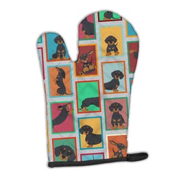 Caroline's Treasures MLM1125OVMT Lots of Black and Tan Dachshund Oven Mitt Heat Resistant Thick Oven Mitt for Hot Pans and Oven, Kitchen Mitt Protect Hands, Cooking Baking Glove