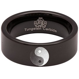 Black Tungsten Carbide Yin Yang Ring Wedding Band Anniversary Ring for Men and Women 8mm Size 10