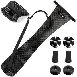 トレッキングポール 専用袋 ウォーキングポールバッグ ストックケース 収納袋 トレッキング用キャリーバッグ ポケット付き キャリーバッグの長さ調整可能 耐久性 防水 ナイロン製 コンパクト トレッキングポールの保管 電車で移動 (ブラック)