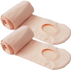 DANCEYOU Dance Tights for Women 2 Pairs Convertible/Footed Girls' Ballet Tights Opaque Leggings for Toddler, Kids and Adults, Pale Pink L