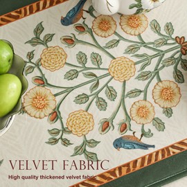 patdrea Velvet French Table Runner Farmhouse for Home Kitchen Dining Decor Parties Family Dinners Wedding 12"*63"
