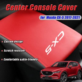 BOYUER for Mazda CX-5/CX5 2017 2018 2019 2020 2021 2022 2023 2024 2025 Center Console Cover Armrest Leather Pad Cover Automatic Car Interior Decoration Accessories（Red+Black）
