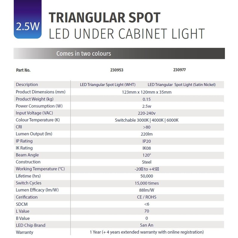 Bright Source LED Triangular Pyramid Cabinet Cupboard Unit Shelf Light,