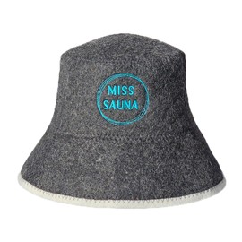 PRINZEPS Sauna Hat Women's Perfect Sauna Hat Made of 100% Wool Felt - Felt Hat Women with Exclusive Miss Sauna Embroidery - Ideal Sauna Headgear Sauna Hat - Gifts for Sauna Goers, gray