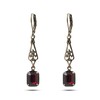 Art Deco, Art Nouveau style Earrings with Siam Ruby Red