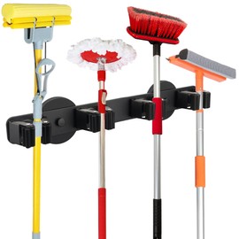 UNUSFIRE Magnetic Broom Holder,Strong Magnetic Mount Broom and Mop Holder 4 Racks for Cleaning Tools,Non-slip Magnetic Tool Holder Broom Hooks for Apartment RV Accessories Camper Garage Kitchen