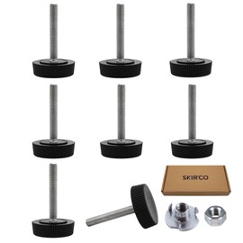 SKIR'CO 8 pcs, Furniture Leveling Feet M5 x 30 mm, Adjustable Round Legs 25 mm Diameter, M5 Thread Leveler Foot (Nuts Included)