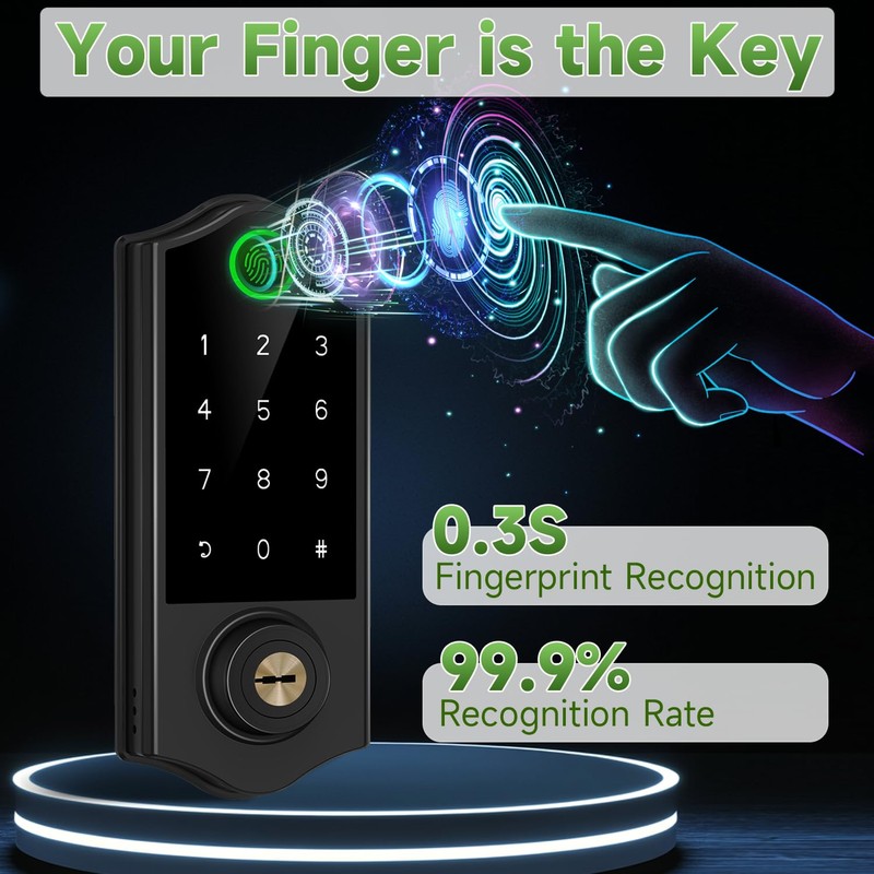 Harfo Fingerprint Smart Door Locks with Handles, App Control, Keyless