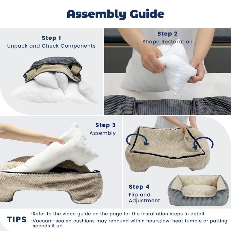 Miguel Medium Small Dog Bed with Washable Removable Cover -