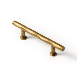 Goo-Ki Rhombus Cabinet Handles Antique Brass Drawer Pulls 3" c-c Zinc Alloy Kitchen Cabinet Hardware - 6 Pack Hammered Vintage Brass Bar Cabinet Pulls