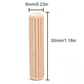 Pack of 500 Assorted Wooden Dowels, M6 Wooden Plugs Dowel Rods, Wooden Needles Tapered and Ribbed for Grooved Grooves, Crafts, DIY, Carpentry