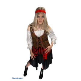 Rubber Johnnies Lady Pirate COSTUME, Adult, Women's Fancy Dress, Blackbeard, Shipwreck