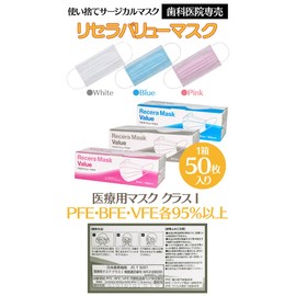 Resera Value Mask (White) Regular Size [3.7 x 6.9 inches (95 x 175 mm), 1 Box (50 sheets)