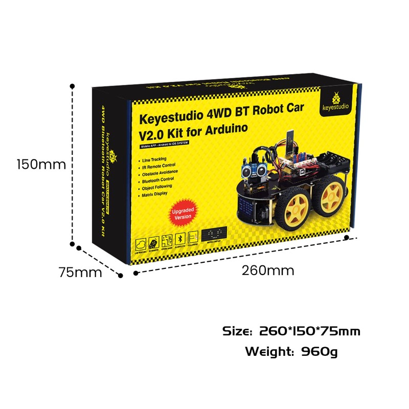 KEYESTUDIO 4WD Programmable Smart Car Robot Starter Learning DIY Kit