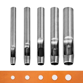 WUTA Hole Punch Set, Round Hollow Punch Cutting Tool, Hole Punch Set for Leather, Watch Strap, Sealing Belt (6+8+10+12+15mm)