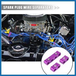 A ABSOPRO 2 Set 8mm Car Engine Spark Plug Wire Separator Looms Divider Organizer Clamp Aluminum Alloy Purple Item Replacement