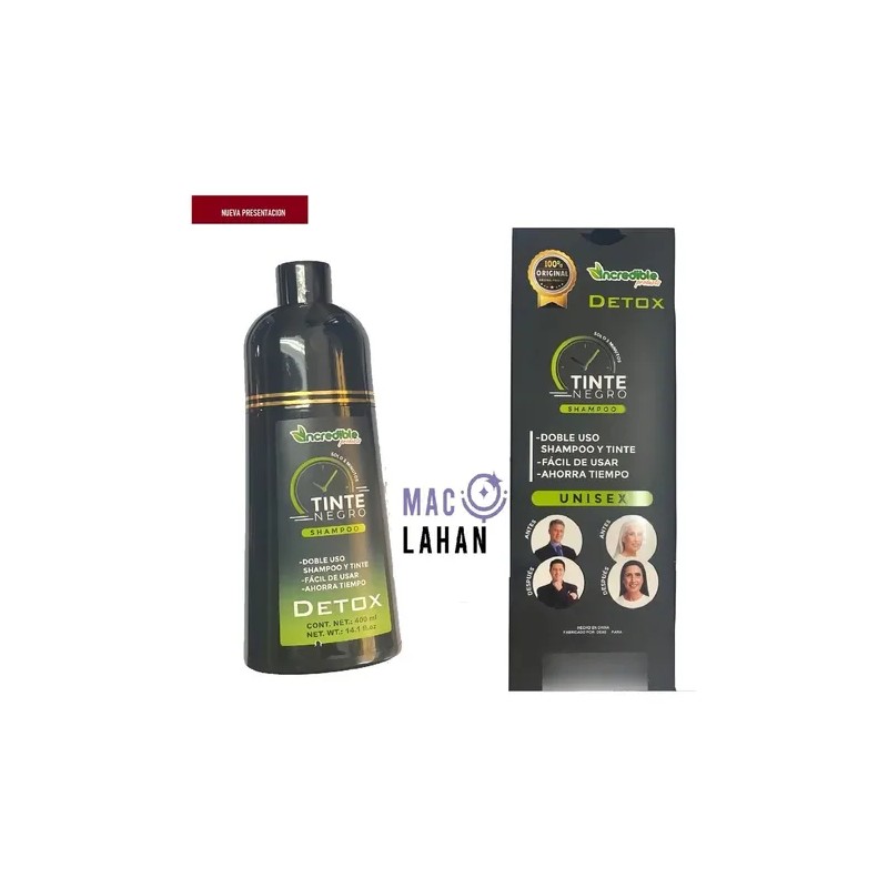 Shampoo Para Canas Con Tinte Para Cabello Color Negro 2