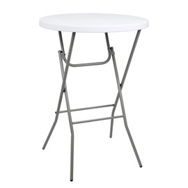 31.5" L X 31.5" W X 43" H - Cocktail Table White High Top Folding Table, Portable Bar Height Folding Table Round with Gray Legs, Indoor Outdoor Banquet Table for Parties, Commercial & Dining