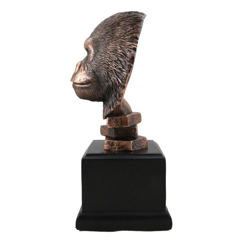 Rainforest Silverback Gorilla Head Bust Statue in Bronze Electroplated Finish