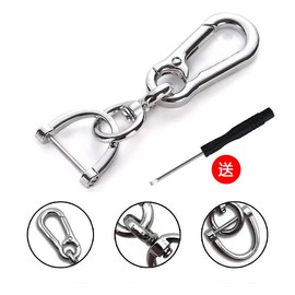 BetterJonny Car Key Holder, Set of 3, Key Ring, Zinc Alloy, D-Ring Key Chain, Keychain, Stylish Key Holder, Easy to Install, Disassemble, Fall Prevention, Easy to Carry, Suitable for DIY and Handmade Accessories (Silver, Black, Gray)